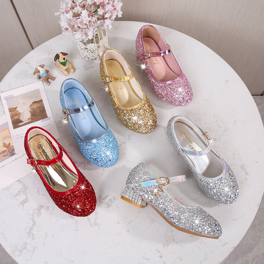 Mädchen Glitzernde Mary Jane Ballerinas mit dekorativer Schleifen- und Perlenverzierung EB