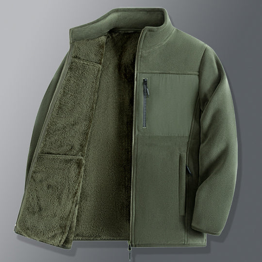 Herren funktionale Thermo-Fleecejacke mit weichem Teddyinnenfutter, Brustreißverschlusstasche und Zweiwege-Reißverschluss EB