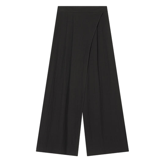Damenweite Palazzo-Hose mit asymmetrischem Schnitt und elastischem Bund EB