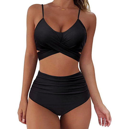 Damen Crop-Top Bikini-Set mit geflochtenem Design EB