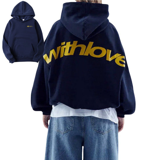 Unisex nan oversized Kapuzenpullover mit großflächigem Rückenprint, Kängurutasche und gerippten Bündchen EB