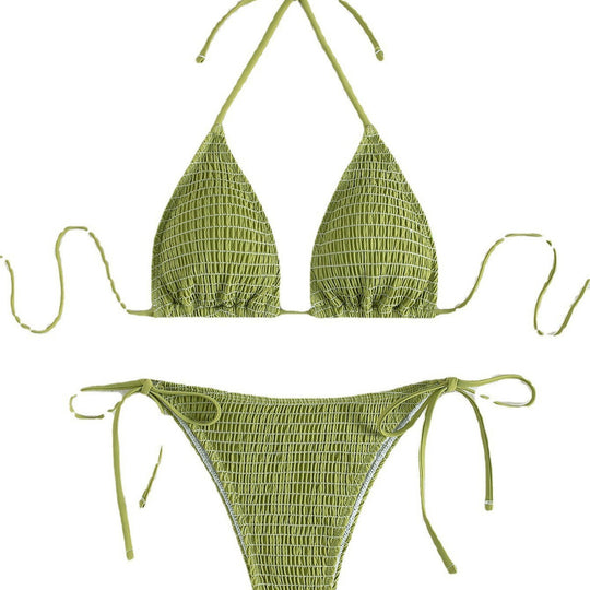 Damen Triangel-Bikini mit raffinierten Knüpfdetails und strukturierter Oberfläche EB