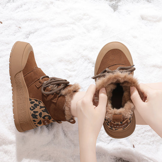 Damen Modische Winterboots mit kuscheligem Innenfutter und stylischem Animal-Print EB