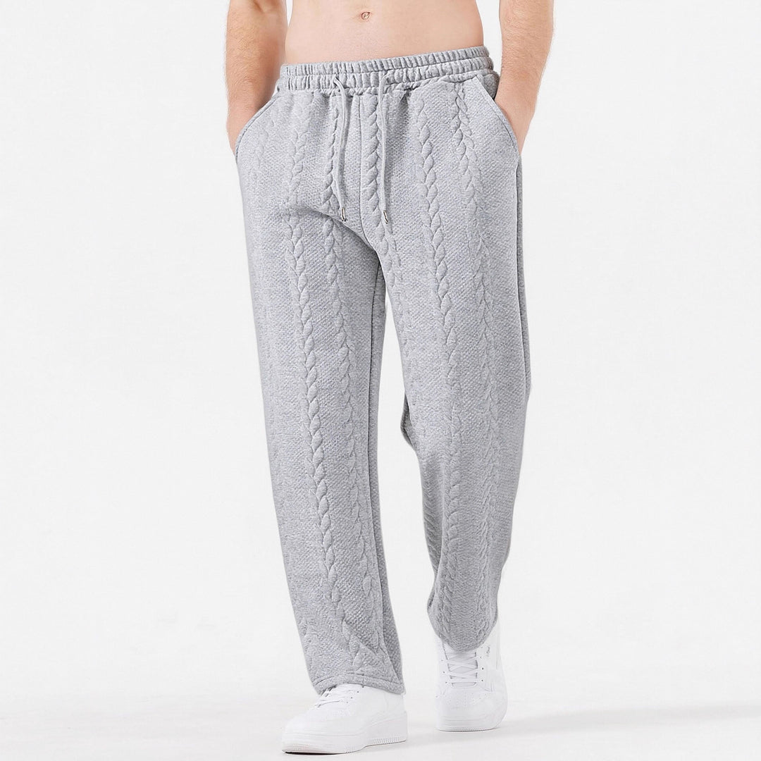 Herren nan grobgestrickte Lounge-Jogginghose mit Zopfstrick, Elastikbund und Kordelzug EB