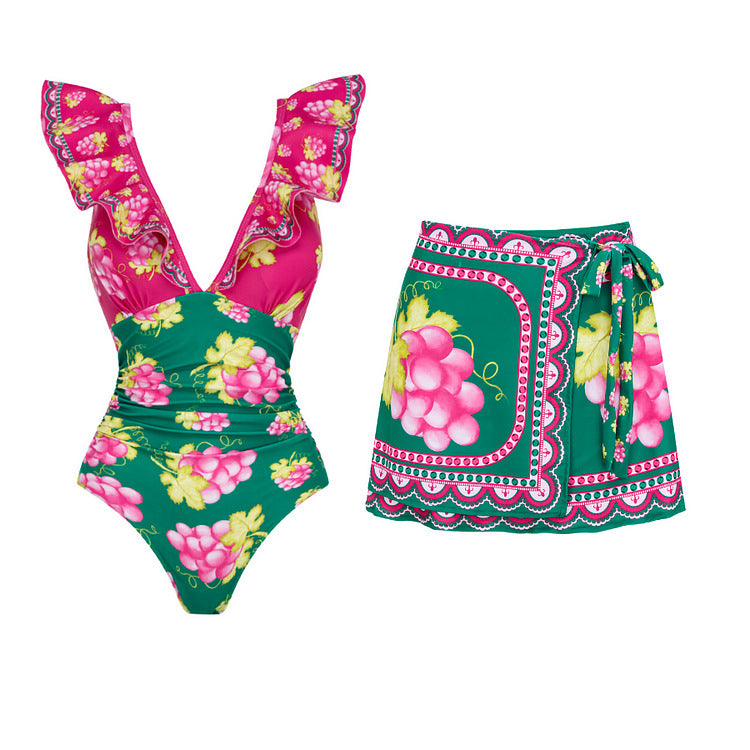 Damen Stylish Elegantes Badeanzug- und Rockset EB