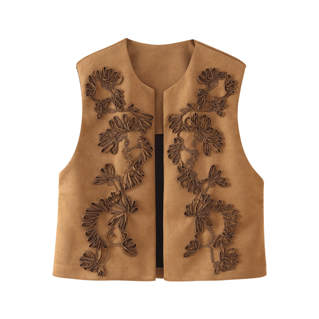 Damen Weste mit floralem Stickdesign EB