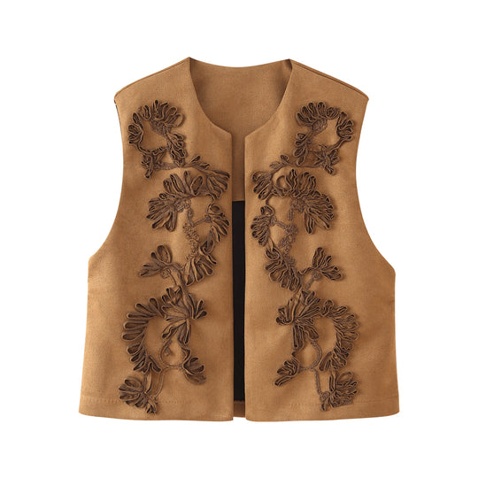 Damen Weste mit floralem Stickdesign EB