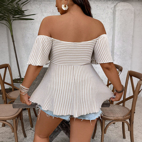 Damen luftiges Oberteil mit Off-Shoulder Design und praktischen Seitentaschen EB