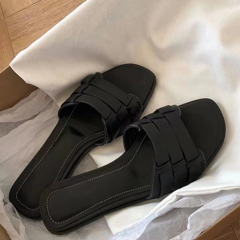 Damen Slip-On Sandalen mit elegantem Riemendesign und komfortabler Sohle EB