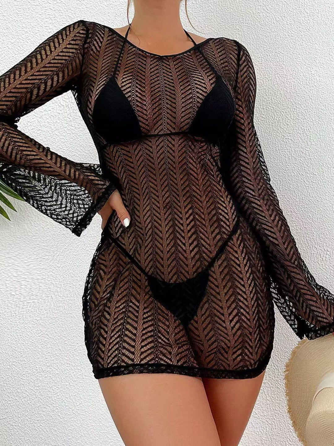 Damen Elegantes Netz-Strandkleid EB