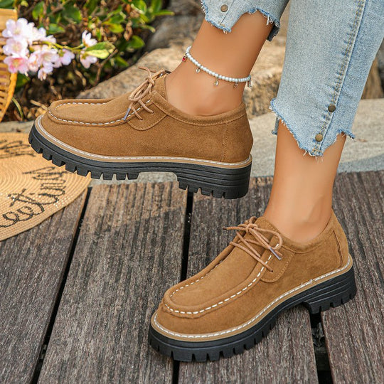 Damen modische Schnürschuhe mit robustem Profil und weichem Wildleder EB