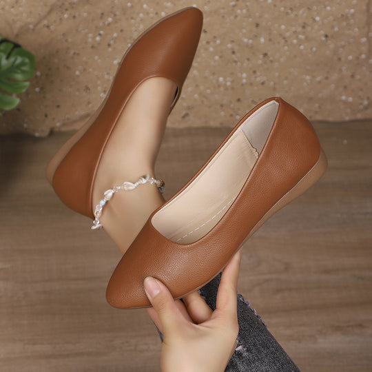 Damen Ballerinas aus weichem Leder mit elegantem Schalen-Ausschnitt EB