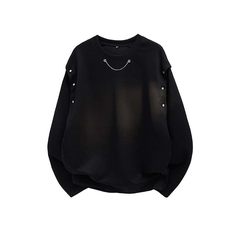 Damen trendiger Oversized Pullover mit dekorativen Knopfdetails EB