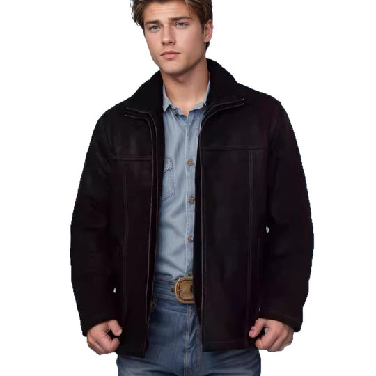 Herren vielseitige und robuste Wildlederjacke mit funktionalen Taschen EB