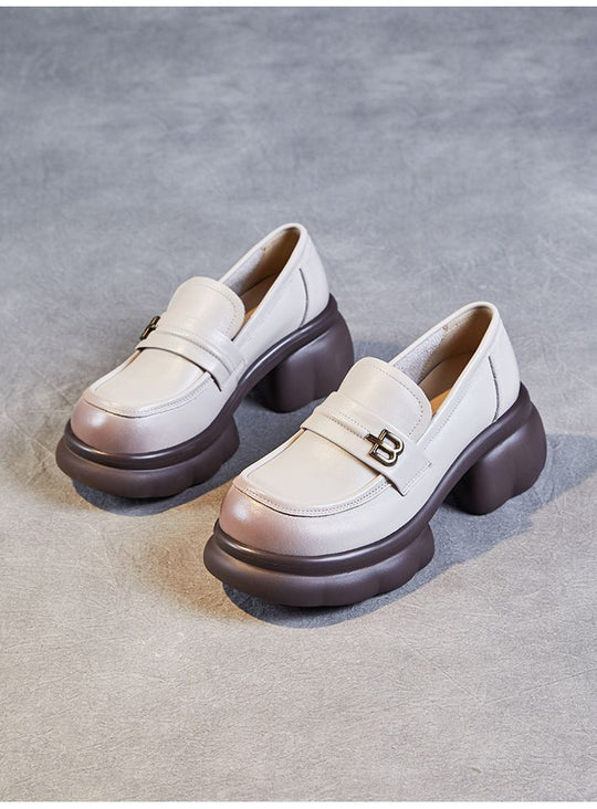 Damen schicke Loafer mit modischem Plateau und eleganter Schnalle EB