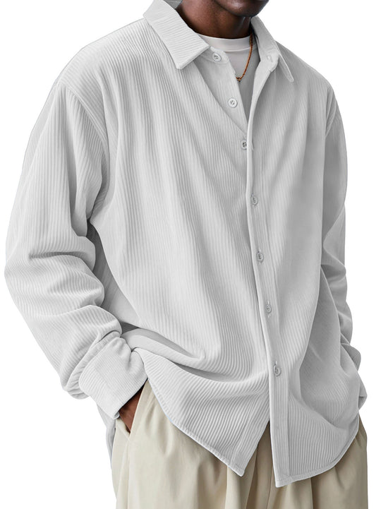 Herren nan oversized Kordhemd mit feiner Rippenstruktur und Relaxed-Fit EB