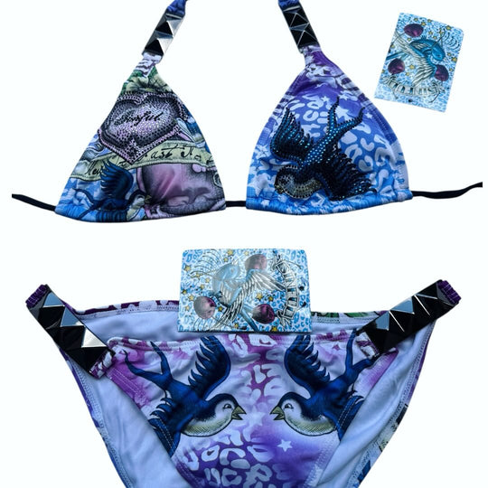 Damen Triangel-Bikini-Set mit kreativem grafischen Design EB