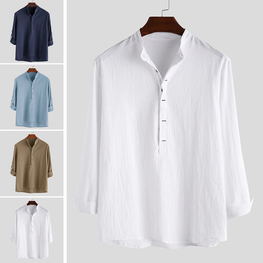 Herren Langarm-Henley-Hemd mit feinen Knopfdetails und lässigem Schnitt EB