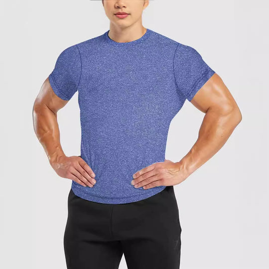 Herren nan tailliertes Rundhals-Leistungsshirt mit elastischem Seitenkeil und flachen Nähten EB