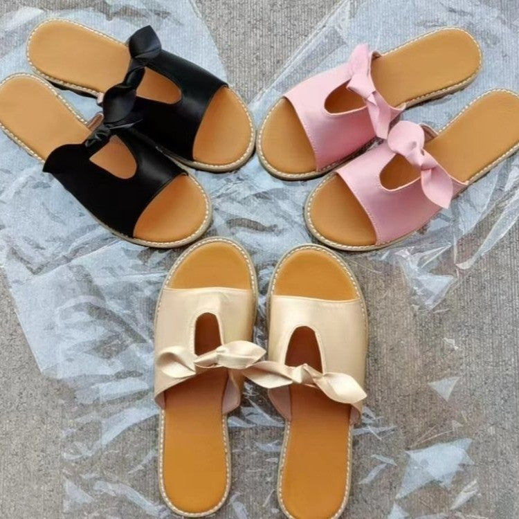 Damen Offene Mules mit dekorativem Schleifen-Detail EB