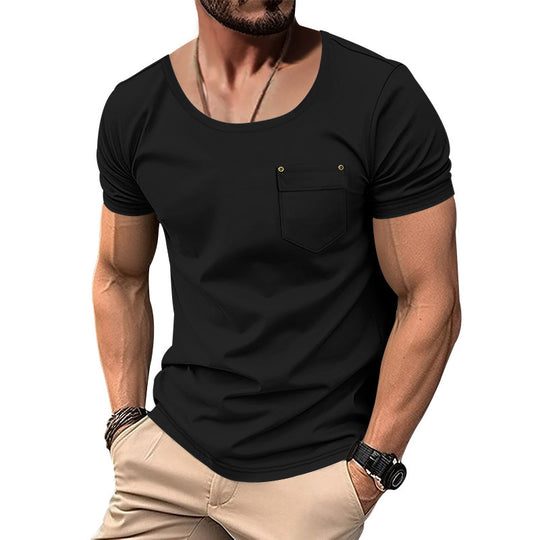 Herren T-Shirt mit praktischer Brusttasche und modernem V-Ausschnitt EB