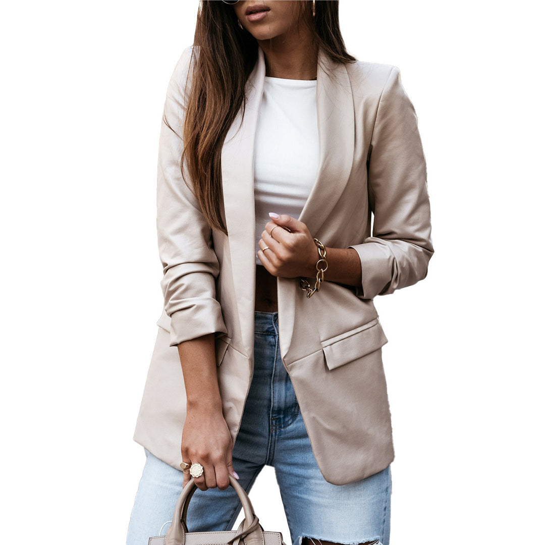 Damen Eleganter Lederblazer mit modernem Schnitt und funktionalem Design EB