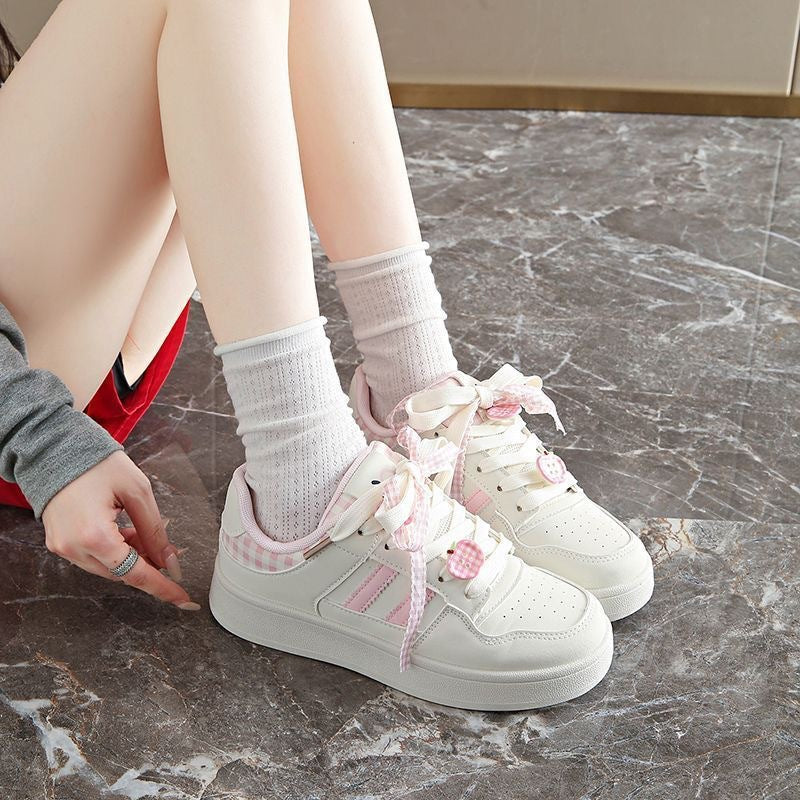 Damen Sneakers mit kariertem Bindungsdesign und atmungsaktiver Innensohle EB