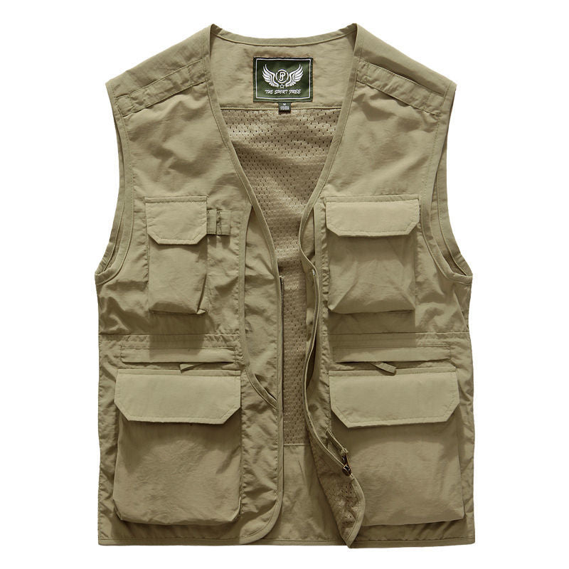 Herren Utility Outdoor-Weste mit Mehrfachtaschen und Frontreißverschluss EB