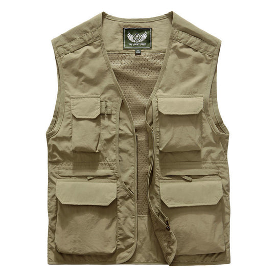 Herren Utility Outdoor-Weste mit Mehrfachtaschen und Frontreißverschluss EB