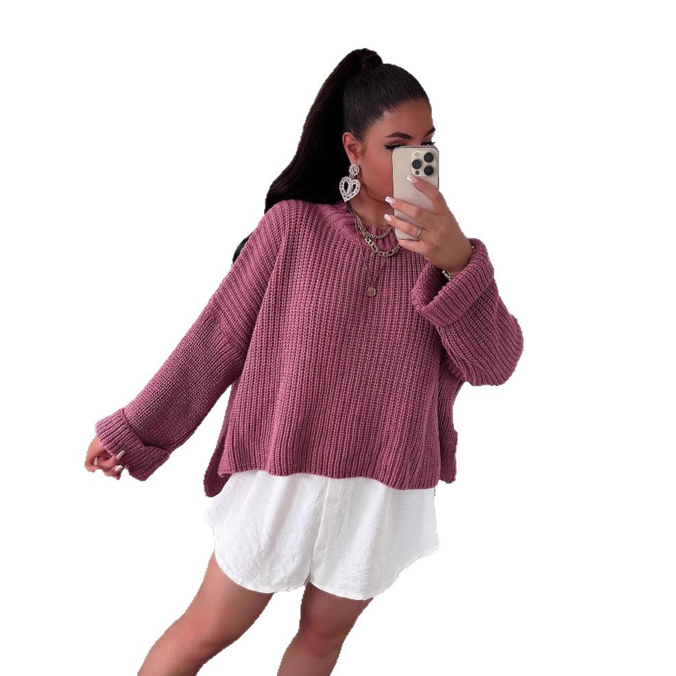 Damen oversized Strickpullover mit strukturiertem Lochdesign und lässigem Schnitt EB