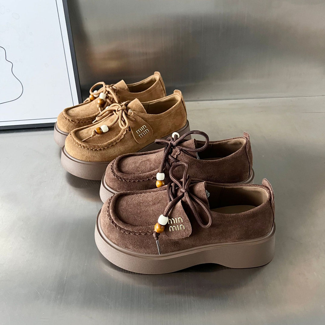 Damen Mokassin-Sneaker mit bequemer Plateau-Sohle und dekorativem Schnürsystem EB