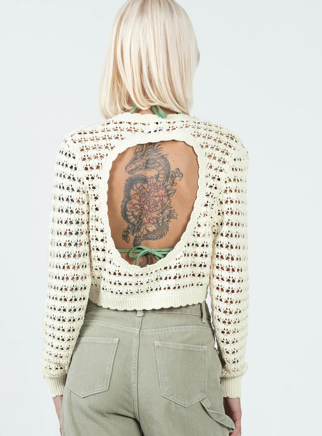 Damen gehäkeltes Crop-Top mit modischer Lochstruktur EB