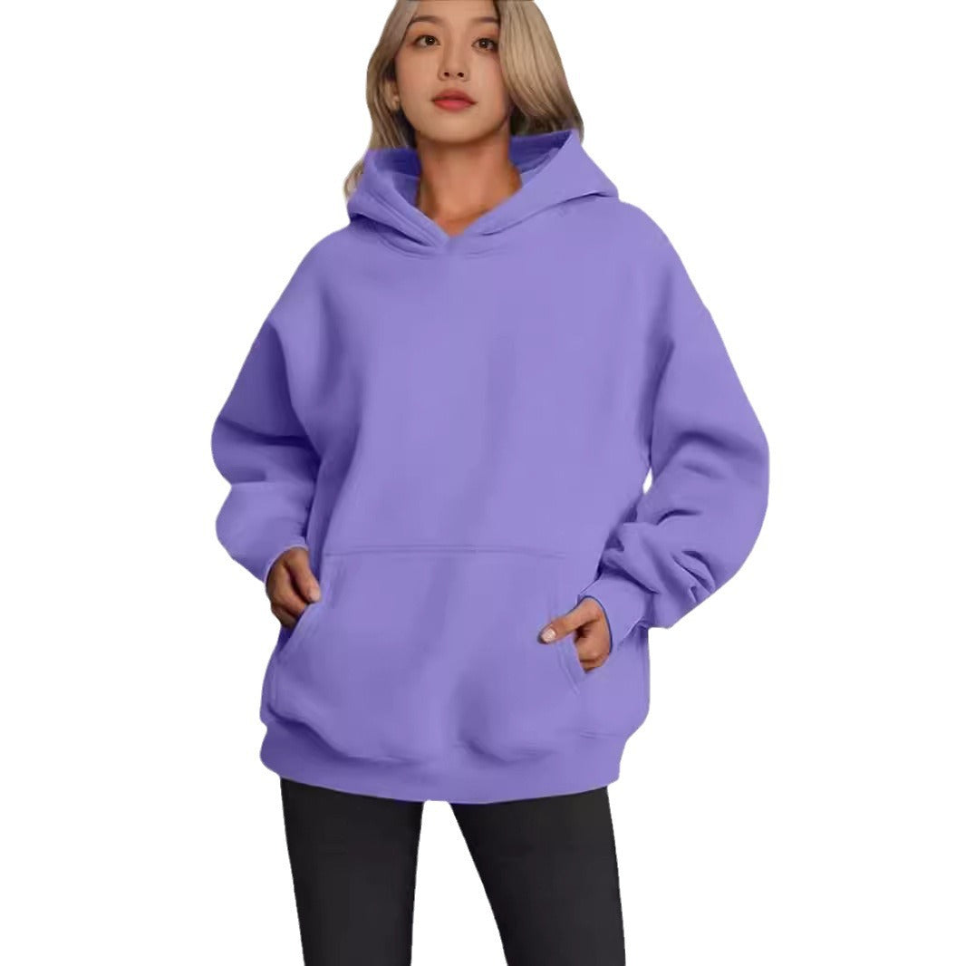 Damen nan Longline-Oversize Hoodie mit tiefer Schulter, verstärkter Kängurutasche und geripptem Saum EB