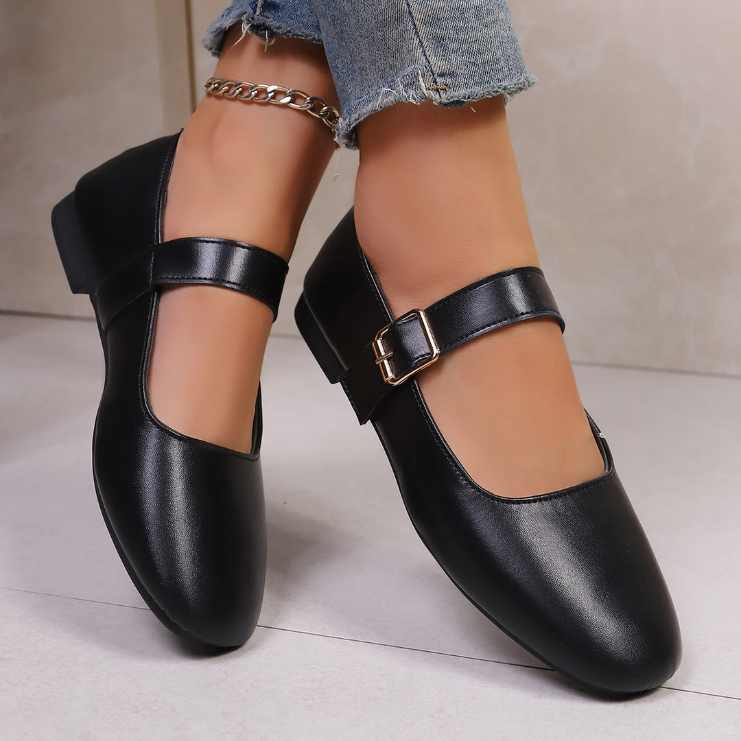 Damen Ballerina-Schuhe mit verstellbarem Riemendesign und bequemem Fußbett EB