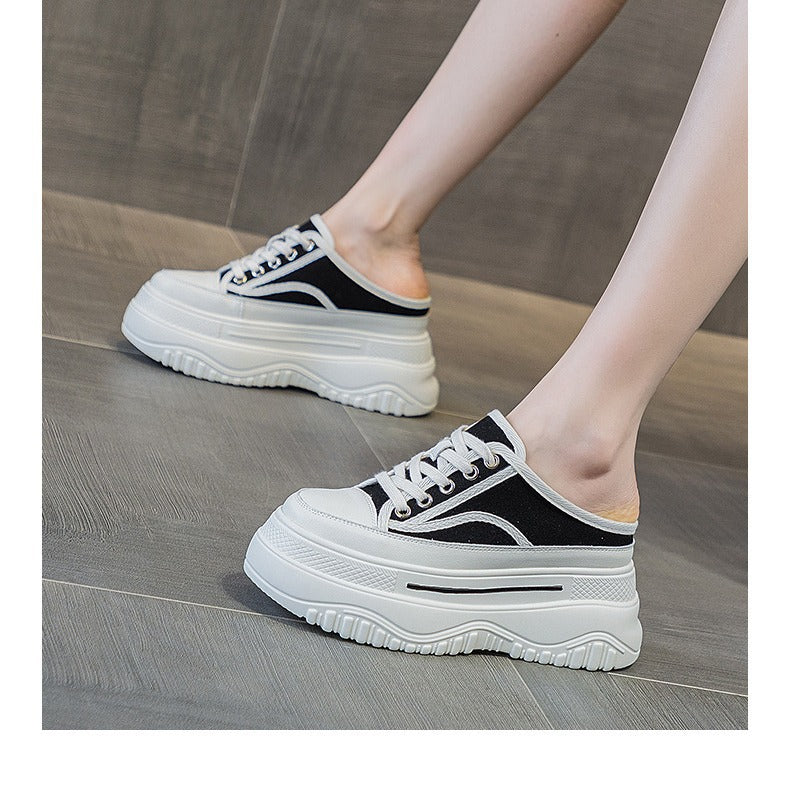 Damen Slip-On Sneakers mit hohem Plateau und atmungsaktiver Mesh-Oberfläche EB