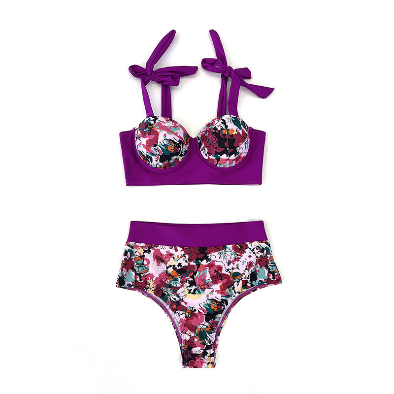 Damen Hochtaillierter Bikini mit elegantem Bustier und raffinierten Schnitt EB