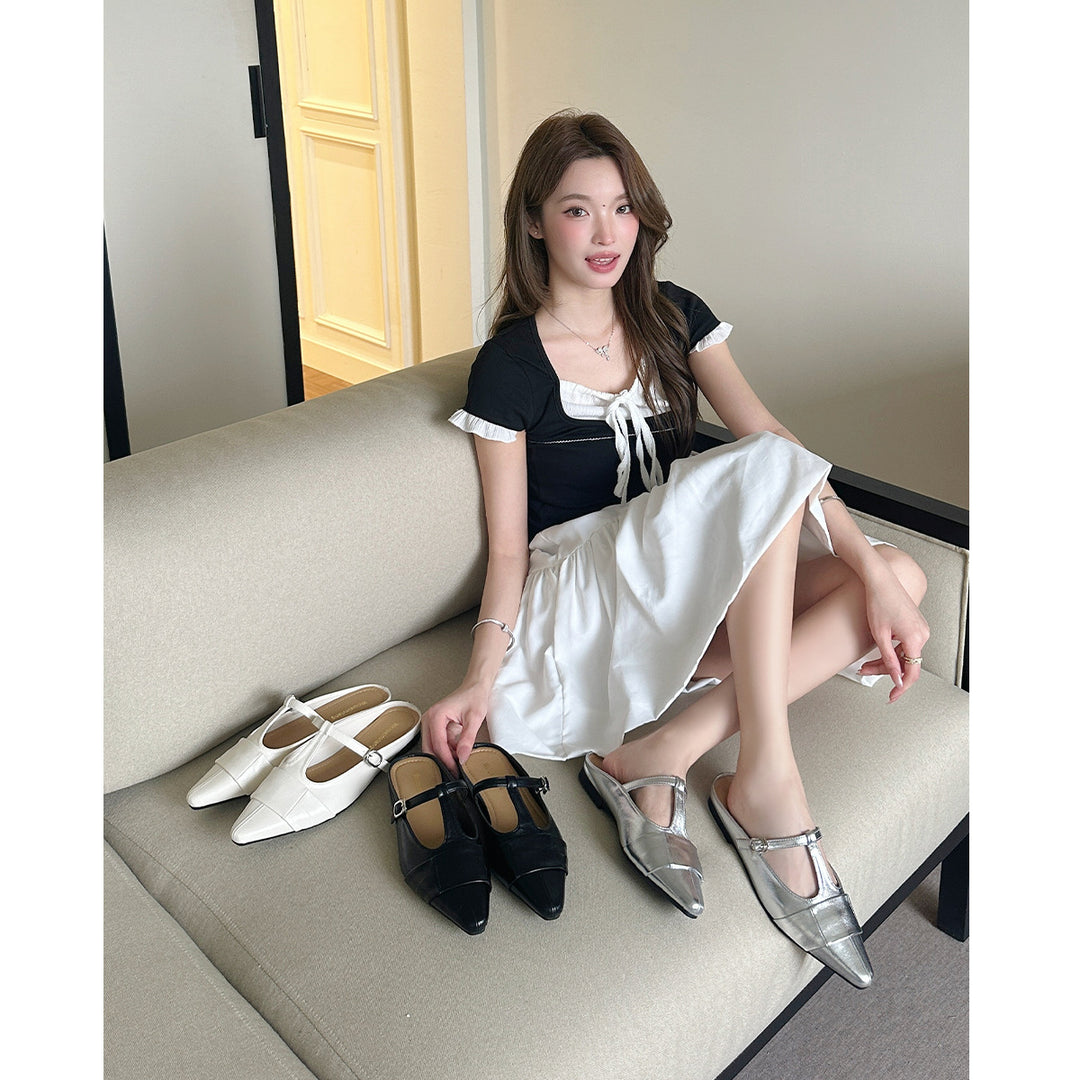 Damen elegante Slingback-Mules mit modischem Schnallenverschluss EB