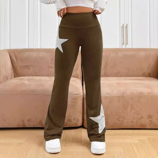Damen legere Bootcut-Leggings mit Sternen-Motiv EB