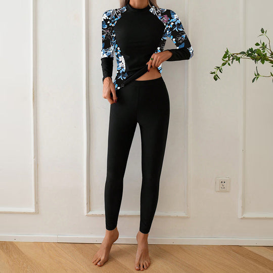Damen Langarm Rashguard mit floralem Design EB