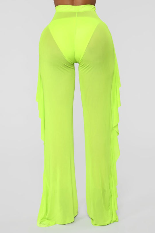 Damen Anziehbare Boho-Hosen mit Rüsche EB
