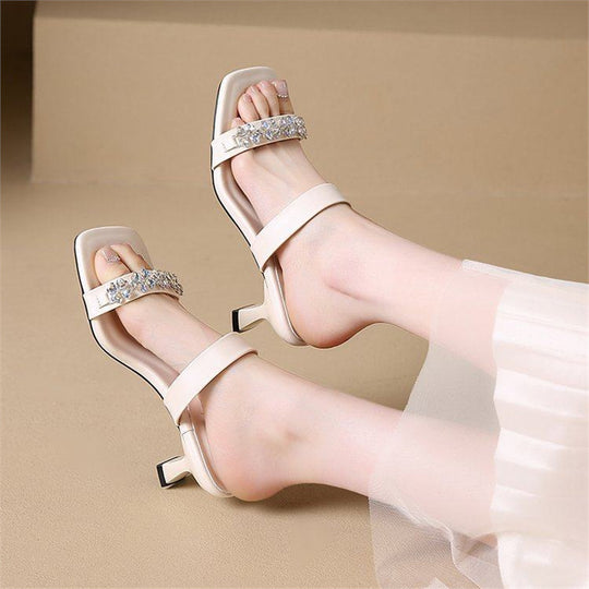 Damen elegante Slipper mit funkelnden Strassverzierungen EB
