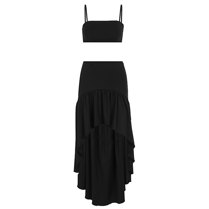 Damen Set aus Crop-Top und asymmetrischem Maxirock EB