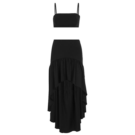 Damen Set aus Crop-Top und asymmetrischem Maxirock EB