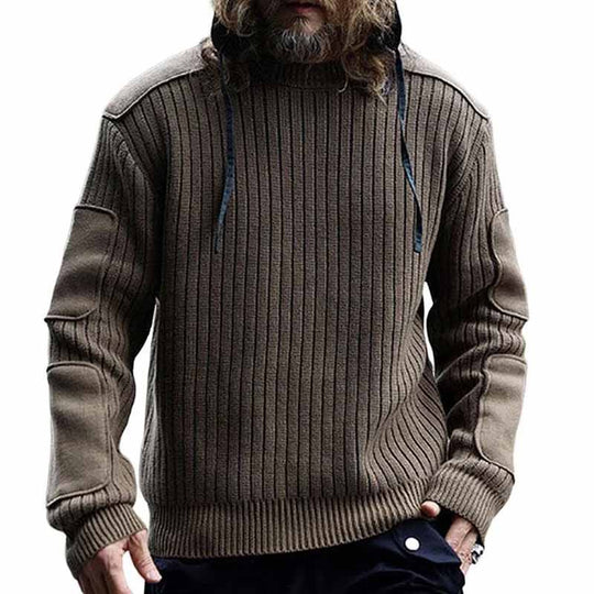 Herren Strickpullover mit Struktur und Kapuze EB