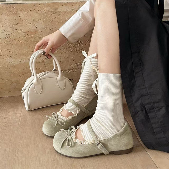 Damen Ballerinas mit dekorativem Rüschenelement und komfortablem Absatz EB