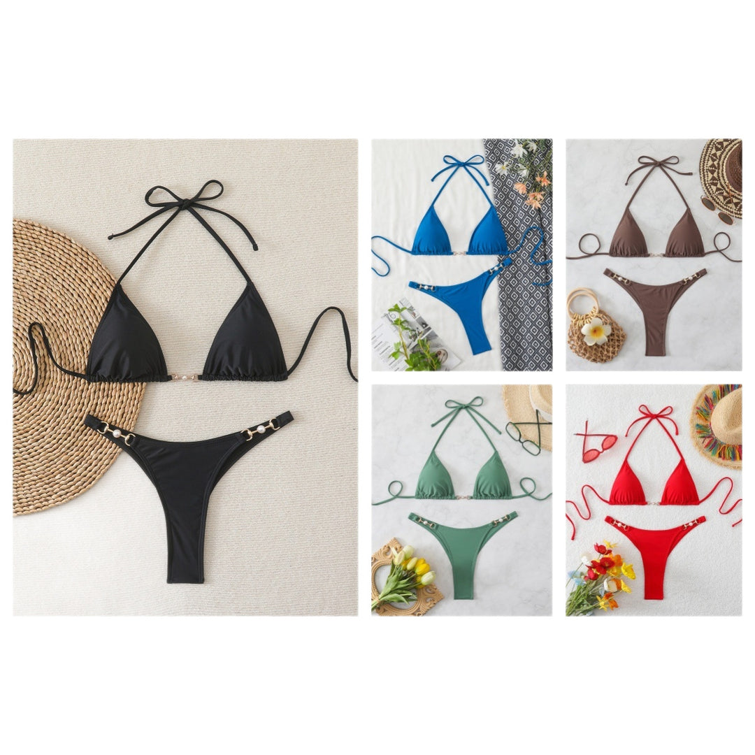 Damen Triangel-Bikini mit eleganten Verzierungen EB