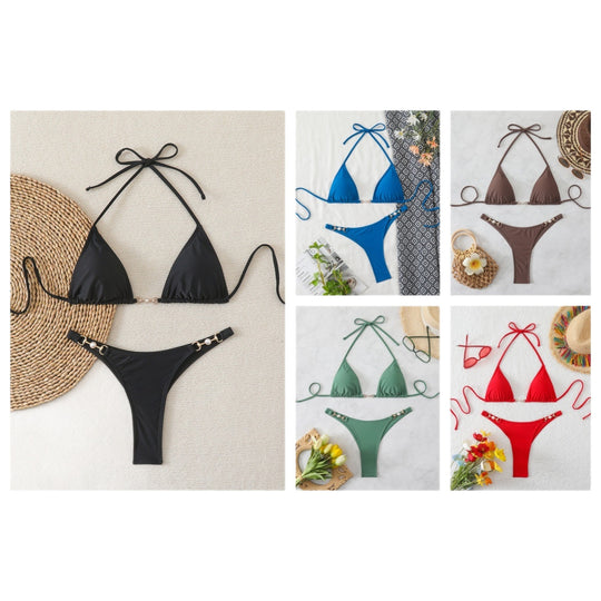 Damen Triangel-Bikini mit eleganten Verzierungen EB