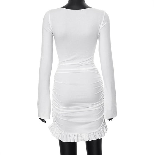Damen Minikleid mit elegantem Wickeldesign und zarten Rüschen EB