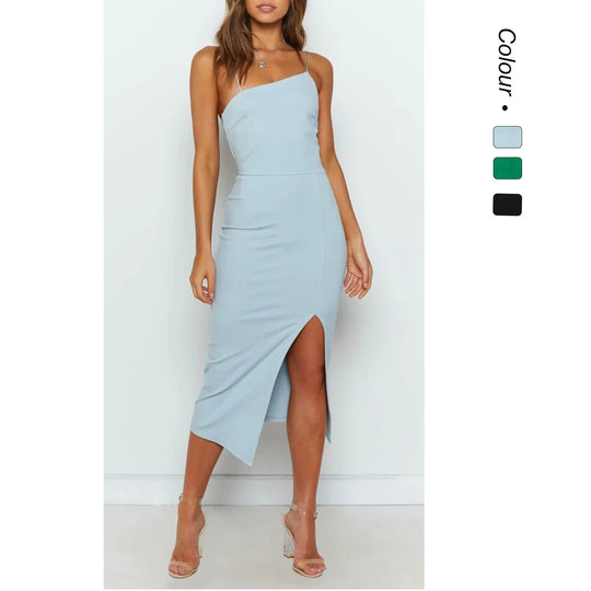 Damen Etuikleid mit asymmetrischem Saum und hohem Schlitz EB