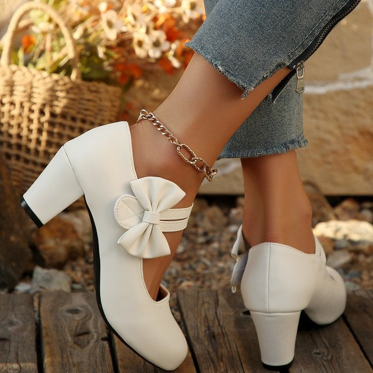 Damen Pumps mit verstellbarem Riemen und dekorativem Schleifendetail EB